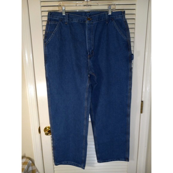 Carhartt Work Fit Dungaree Jeans Tag Size 40X30 (Measures 38X30) B137DST  NEW - Picture 2 of 11